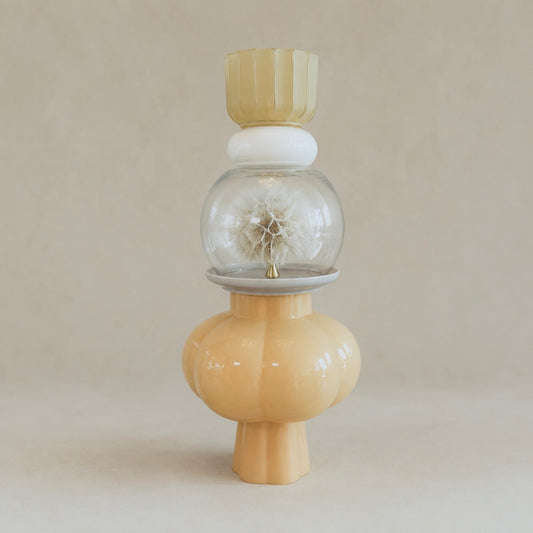 Kandelaar ♡ st Tropez icm stolp met dandelion