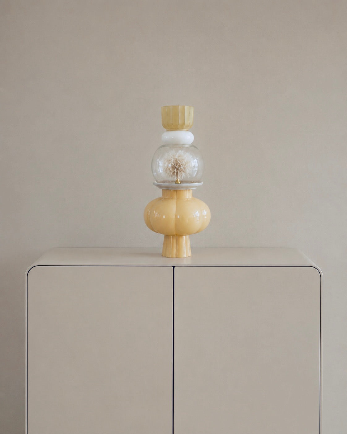 Kandelaar ♡ st Tropez icm stolp met dandelion