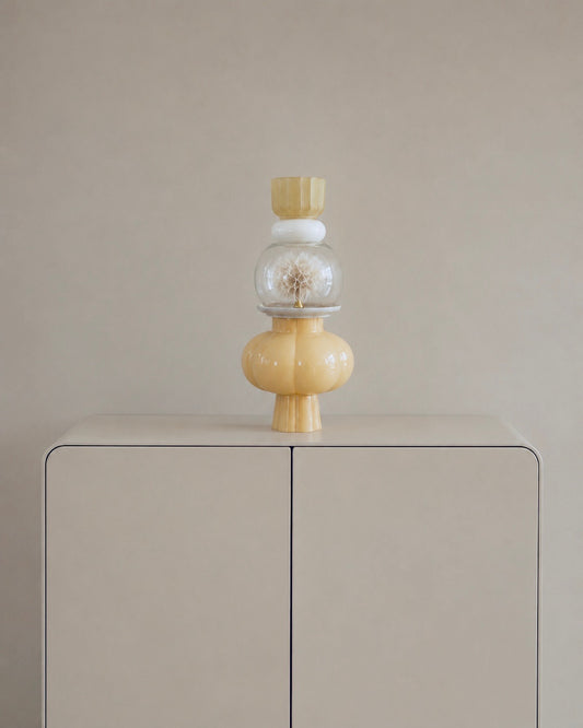 Kandelaar ♡ st Tropez icm stolp met dandelion